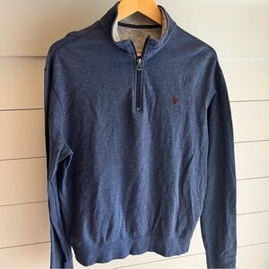 Polo by Ralph Lauren Men's Performance Heathered Navy Zip-Up Sweater Medium